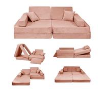 Angelove Canape Enfant Convertible - Mini Canapé Modulable et Chauffeuse 1 Place Enfant - Canapé Enfant Dépliant et Confortable pour Chambre et Salle de Jeux, Velours Côtelé, Brique