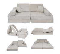 Angelove Canape Enfant Convertible - Mini Canapé Modulable et Chauffeuse 1 Place Enfant - Canapé Enfant Dépliant et Confortable pour Chambre et Salle de Jeux, Velours Côtelé, Gris