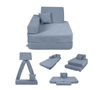 Angelove Fauteuil Enfant 3-en-1 - Canapé Modulable et Matelas de Jeu en Velours Côtelé, Confortable dès 1 an, Turquoise