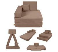 Angelove Fauteuil Enfant 3-en-1 - Canapé Modulable et Matelas de Jeu en Velours Côtelé, Confortable dès 1 an, Brun