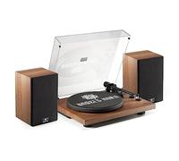 ANGELS HORN Platine Vinyle Tourne-Disque Système HiFi Bluetooth avec Enceintes d’Étagère Courroie 2 Vitesses Préampli Phono Intégré Cartouche AT-3600L