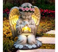 Angels Outdoor Garden Statue,Weatherproof Solar Garden Statues LED Praying Angel Decoration Outdoor Garden,Intelligent Fairy Angel,Grave Decoration