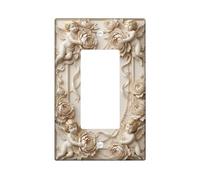 Angels - Plaque d'interrupteur à bascule simple, classique et élégante, fleurs et perles, sans plastique, beige, taille standard, pour décoration d'intérieur, salon, chambre à coucher, salle de bain