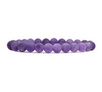 Angelstones Bracelet élastique fait à la main en pierres semi-précieuses de 8 mm avec perles rondes de 17,8 cm, unisexe (améthyste légère mate)