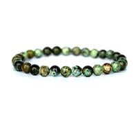 Angelstones Bracelet élastique unisexe avec perles rondes de 6 mm en pierres semi-précieuses 17,8 cm, 7 inches, Pierre précieuse, Pierres précieuses