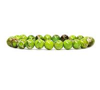 Angelstones Bracelet élastique unisexe fait à la main en pierres semi-précieuses de 8 mm avec perles rondes de 17,8 cm, 7 inches, Pierre précieuse, Cristal
