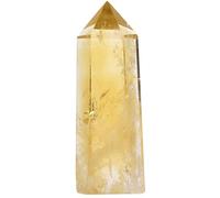 Angelstones Pierre précieuse Naturelle de Citrine - Cristal de guérison Hexagonal Pointu Reiki Chakra - Prisme à facettes - Figurine sculptée - Décoration d'intérieur