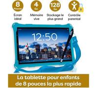AngelTech Tablette Enfants PRO MAX - 8 Pouces - 4 + 3Go RAM - 64 + 64Go ROM - Octa 8 Core - Contrôle Parental - Éducative - Blue