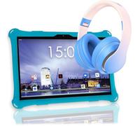 AngelTech Tablette Enfants XL - 10 Pouces - 3+4Go RAM - 32+64Go ROM - Android 13 - Beaucoup de Plaisir - Tablette Éducative - Apprendre en Jouant - Stylo Inclus - Contrôle Parental (Pack Enfant Bleu)