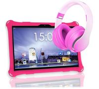 AngelTech Tablette Enfants XL - 10 Pouces - 3+4Go RAM - 32+64Go ROM - Android 13 - Beaucoup de Plaisir - Tablette Éducative - Apprendre en Jouant - Stylo Inclus - Contrôle Parental (Pack Enfant Rose)