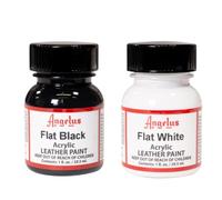 Angelus Brand Acrylic Leather Paint Waterproof 1oz - Flat Black & Flat White Duo
