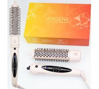 ANGENIL Brosse Chauffante - Peigne à Cheveux Chauffant rond de 32 mm pour Femme, Volumisant et Lissant, Fer à Friser en CéRamique Tourmaline, Anti-Frisottis, Ions NéGatifs, Beachwave, Double Tension