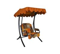 Angerer Balancelle de Jardin 1 Place, Structure en Acier Galvanisé, Toit Ajustable, avec Coussin d'Assise et Accoudoirs, Capacité 120 kg, Fabriquée en Allemagne (Motifs Terracotta-Marron)