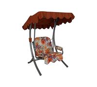 Angerer Balancelle de Jardin 1 Place, Structure en Acier Galvanisé, Toit Ajustable, avec Coussin d'Assise et Accoudoirs, Capacité 120 kg, Fabriquée en Allemagne (Motifs Beige-Orange-Violet)