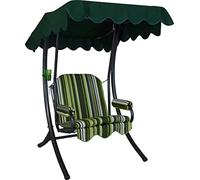 Angerer Balancelle de Jardin 1 Place, Structure en Acier Galvanisé, Toit Réglable, avec Coussin et Accoudoirs, 100x145x160 cm, Made in Germany (Rayures Vertes)
