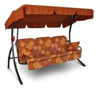 Angerer Balancelle de Jardin Comfort 3 Places, Acier Galvanisé, Convertible en Lit, Toit Parasol Réglable, Coussins Rembourrés (Terracotta-Orange à Fleurs)