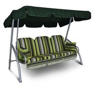 Angerer Balancelle de Jardin Deluxe 3 Places, Structure en Acier Galvanisé, Toit Réglable, Coussins Lavables, 210 x 145 x 160 cm, Capacité 270 kg, Made in Germany (Rayures Vertes)