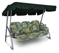 Angerer Balancelle de Jardin Deluxe 3 Places, Structure en Acier Galvanisé, Toit Réglable, Coussins Lavables, 210 x 145 x 160 cm, Capacité 270 kg, Made in Germany (Vert-Orange à Fleurs)