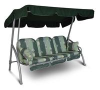 Angerer Balancelle de Jardin Deluxe 3 Places, Structure en Acier Galvanisé, Toit Réglable, Coussins Lavables, 210 x 145 x 160 cm, Capacité 270 kg, Made in Germany (Vert foncé-vert clair-gris à motifs)