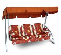 Angerer Balancelle de Jardin Deluxe 3 Places, Structure en Acier Galvanisé, Toit Réglable, Coussins Lavables, 210 x 145 x 160 cm, Capacité 270 kg, Made in Germany (Terracotta-crème à Fleurs)