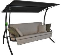 ANGERER Balancelle de Jardin Drift Smart, 3 Places, Acier Galvanisé, Convertible en Lit, avec Auvent Réglable, Textilène, 210 x 145 x 160 cm, Fabriquée en Allemagne (Beige)