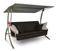 ANGERER Balancelle de Jardin Drift Smart, 3 Places, Acier Galvanisé, Convertible en Lit, avec Auvent Réglable, Textilène, 210 x 145 x 160 cm, Fabriquée en Allemagne (Marron)