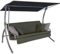 ANGERER Balancelle de Jardin Drift Smart, 3 Places, Acier Galvanisé, Convertible en Lit, avec Auvent Réglable, Textilène, 210 x 145 x 160 cm, Fabriquée en Allemagne (Olive)