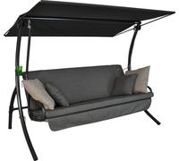 ANGERER Balancelle de Jardin Drift Smart, 3 Places, Acier Galvanisé, Convertible en Lit, avec Auvent Réglable, Textilène, 210 x 145 x 160 cm, Fabriquée en Allemagne (Gris)