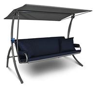 Angerer Balancelle de Jardin Elegance Joy, 3 Places, Structure en Acier Galvanisé, Tissu Primetex, avec Auvent Ajustable et Coussins Amovibles, Made in Germany (Bleu)