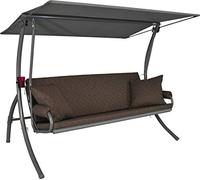 Angerer Balancelle de Jardin Elegance Joy, 3 Places, Structure en Acier Galvanisé, Tissu Primetex, avec Auvent Ajustable et Coussins Amovibles, Made in Germany (Taupe)