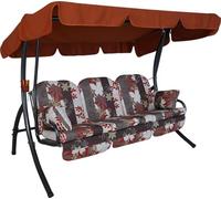 Angerer Balancelle de Jardin Ibiza, Balancelle 3 Places Convertible en Lit, Structure en Acier Galvanisé, Auvent Réglable, Capacité 270 kg, Made in Germany (Motifs Gris-Blanc-Rouge)