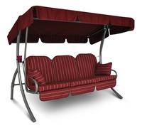 Angerer Balancelle de Jardin Ibiza, Balancelle 3 Places Convertible en Lit, Structure en Acier Galvanisé, Auvent Réglable, Capacité 270 kg, Made in Germany (Bordeaux-crème à Rayures)