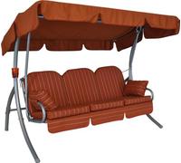 Angerer Balancelle de Jardin Ibiza, Balancelle 3 Places Convertible en Lit, Structure en Acier Galvanisé, Auvent Réglable, Capacité 270 kg, Made in Germany (Terracotta-crème rayé)