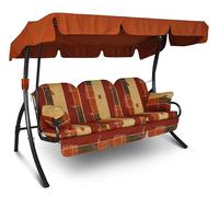 Angerer Balancelle de Jardin Ibiza, Balancelle 3 Places Convertible en Lit, Structure en Acier Galvanisé, Auvent Réglable, Capacité 270 kg, Made in Germany (Motifs Rouge-Terracotta-Beige)