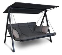 ANGERER Balancelle de Jardin Lounge Smart 3 Places, Acier Galvanisé, Toit Réglable, Position Assise et Allongée Réglable, avec Coussins et Textilène, pour Extérieur (Smart Gris)