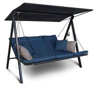 ANGERER Balancelle de Jardin Lounge Smart 3 Places, Acier Galvanisé, Toit Réglable, Position Assise et Allongée Réglable, avec Coussins et Textilène, pour Extérieur (Smart Bleu)