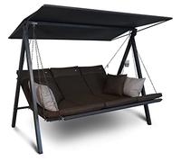 ANGERER Balancelle de Jardin Lounge Smart 3 Places, Acier Galvanisé, Toit Réglable, Position Assise et Allongée Réglable, avec Coussins et Textilène, pour Extérieur (Smart Marron)