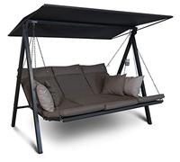 ANGERER Balancelle de Jardin Lounge Smart 3 Places, Acier Galvanisé, Toit Réglable, Position Assise et Allongée Réglable, avec Coussins et Textilène, pour Extérieur (Smart Olive)