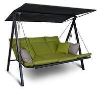 ANGERER Balancelle de Jardin Lounge Smart 3 Places, Acier Galvanisé, Toit Réglable, Position Assise et Allongée Réglable, avec Coussins et Textilène, pour Extérieur (Smart Vert Clair)