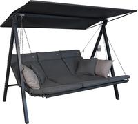 ANGERER Balancelle de Jardin Lounge Smart 3 Places, Acier Galvanisé, Toit Réglable, Position Assise et Allongée Réglable, avec Coussins et Textilène, pour Extérieur (Smart Gris)