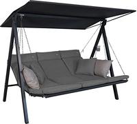 Angerer Balancelle de Jardin Lounge Smart, 3 Places, Structure en Acier Galvanisé, Tissu Textilène, avec Toit Pare-Soleil, Coussins Lavables, Fabriqué en Allemagne (Gris Clair)