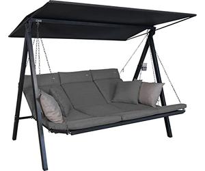 Angerer Balancelle de Jardin Lounge Smart, 3 Places, Structure en Acier Galvanisé, Tissu Textilène, avec Toit Pare-Soleil, Coussins Lavables, Fabriqué en Allemagne (Gris Clair)