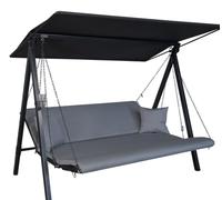 Angerer Balancelle de Jardin Lounge Zip, 3 Places, Structure en Acier Galvanisé, Tissu Textilène, avec Toit Pare-Soleil, Coussins Lavables, Fabriqué en Allemagne (Gris résistant aux intempéries)