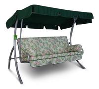Angerer Balancelle de Jardin Trend, 3 Places Convertible en Lit, Acier Galvanisé, Toit Ajustable, Coussins Lavables, Capacité 270 kg, Fabriqué en Allemagne (Motifs Fleurs Vert-Rose)