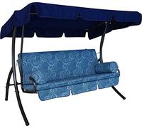 Angerer Balancelle de Jardin Trend, 3 Places Convertible en Lit, Acier Galvanisé, Toit Ajustable, Coussins Lavables, Capacité 270 kg, Fabriqué en Allemagne (Gris-Bleu à Fleurs)