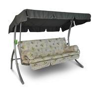 Angerer Balancelle de Jardin Trend, 3 Places Convertible en Lit, Acier Galvanisé, Toit Ajustable, Coussins Lavables, Capacité 270 kg, Fabriqué en Allemagne (Beige à Motifs Olive)