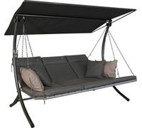 Angerer Balancelle Deluxe, Balancelle de Jardin 3 Places, Acier Galvanisé avec Toit en Textilène, Coussins Lavables, Position Réglable, Fabriqué en Allemagne (Gris)