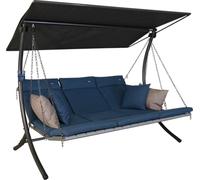 Angerer Balancelle Deluxe, Balancelle de Jardin 3 Places, Acier Galvanisé avec Toit en Textilène, Coussins Lavables, Position Réglable, Fabriqué en Allemagne (Bleu)
