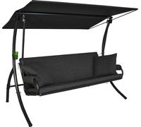 Angerer Balancelle Elegance Joy, 3 Places, Structure en Acier Galvanisé, Tissu Primetex, 210x145x160 cm, avec Coussins et Auvent Réglable, Made in Germany (Gris foncé)
