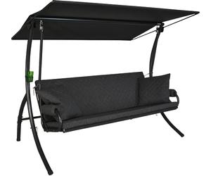 Angerer Balancelle Elegance Joy, 3 Places, Structure en Acier Galvanisé, Tissu Primetex, 210x145x160 cm, avec Coussins et Auvent Réglable, Made in Germany (Gris foncé)